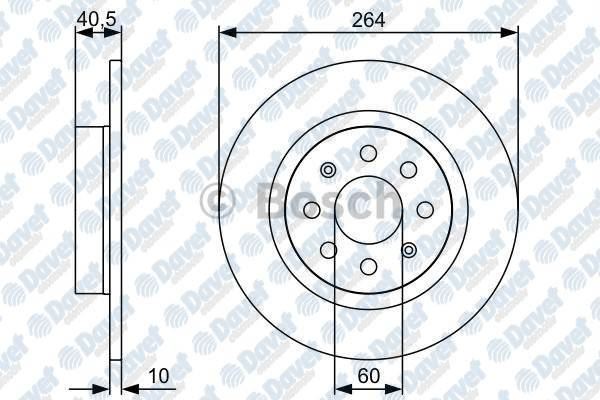 BOSCH 0986479517 Fren Diski Arka 264mm Fiat Punto 1.4ie 16v  1.9jtd  Opel Corsa D 07.2006->